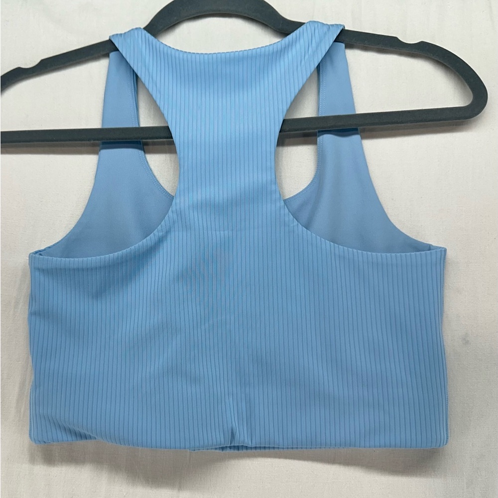 Girlfriend Collective Ribbed Light Blue Racerback Bra Size Medium - Picture 2 of 8